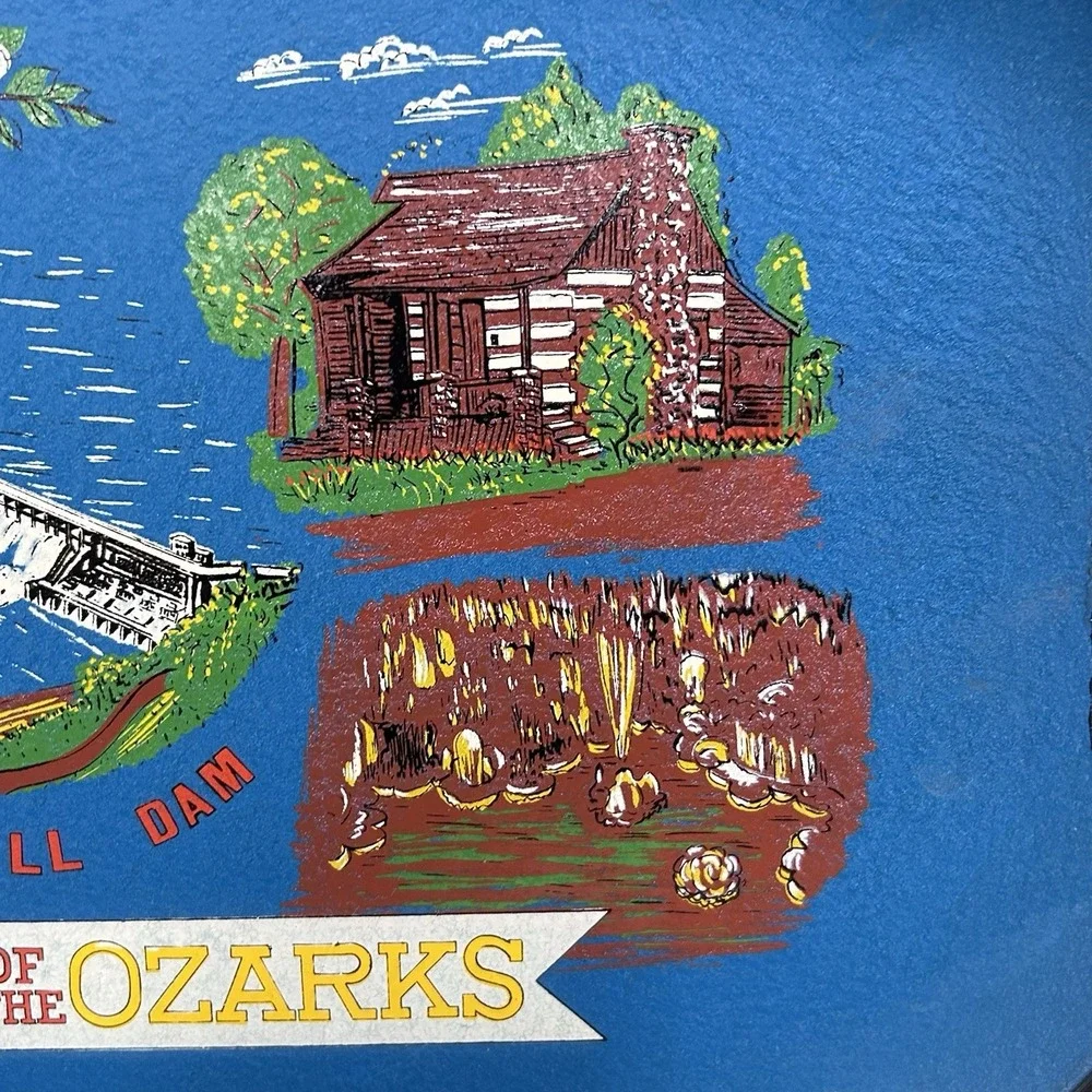 Vtg Blue Oval Serveing Tray Lake The Ozarks Golf Water Ski Bagnell Dam Japan